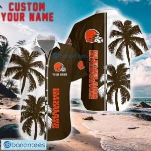 Cleveland Browns Coconut Pattern Hawaiian Shirt And Shorts Personalized Name Unique Gift For Summer Product Photo 1