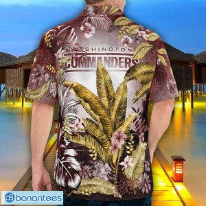 Washington Commanders Tropical Floral Skull 3D Hawaiian Shirt Beach Shirt Halloween Gift Product Photo 2
