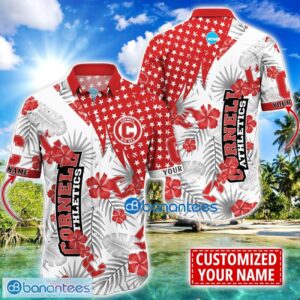 Cornell Big Red Star and Flower Pattern Tropical Hawaiian Shirt Summer Gift For Men Women Custom Name Product Photo 1