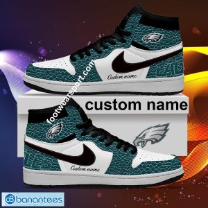 Personalized NFL Philadelphia Eagles Air Jordan 1 Hightop Shoes Glass Full Print - Personalized NFL Philadelphia Eagles Air Jordan 1 Sneakers Glass Hightop Shoes Photo 2