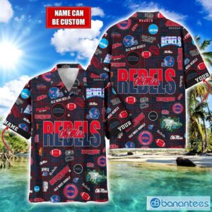 Ole Miss Rebels Football Beach Shirts Logo Custom Name Hawaiian Shirt Product Photo 1