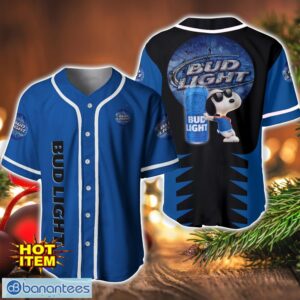 Bud Light Snoopy Baseball Jersey Shirt For Snoopy Lovers Gift Ideas Product Photo 1