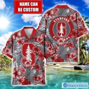 Stanford Cardinal Big Logo Custom Name Aloha Flower Hawaiian Shirt Trending Summer Product Photo 1