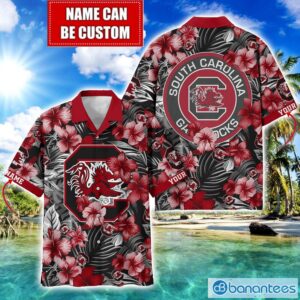 South Carolina Gamecocks Big Logo Custom Name Aloha Flower Hawaiian Shirt Trending Summer Product Photo 1