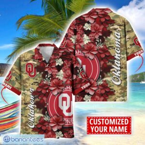 Oklahoma Sooners Custom Name Personalized Camo Flower Pattern Hawaiian Shirt Product Photo 1