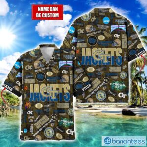 Georgia Tech Yellow Jackets Football Beach Shirts Logo Custom Name Hawaiian Shirt Product Photo 1
