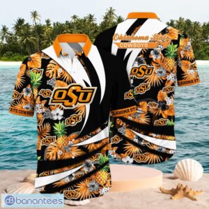 NCAA Oklahoma State Cowboys Logo Design Tropical Orange Shirt Hawaiian Shirt Product Photo 1