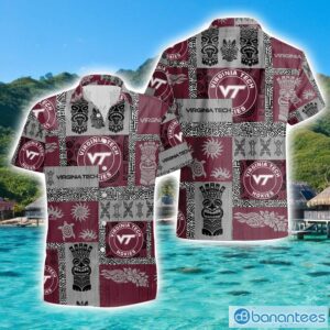 Virginia Tech Hokies Tiki Vintage Patterns Hawaiian Shirt Summer Gift Product Photo 1