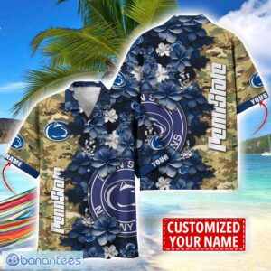 Penn State Nittany Lions Custom Name Personalized Camo Flower Pattern Hawaiian Shirt Product Photo 1