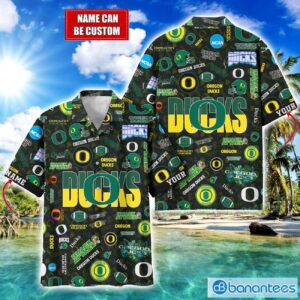 Oregon Ducks Football Beach Shirts Logo Custom Name Hawaiian Shirt Product Photo 1