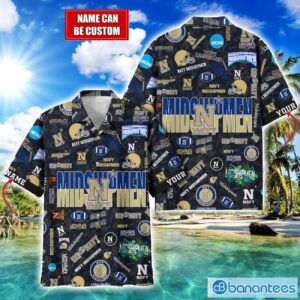 Navy Midshipmen Football Beach Shirts Logo Custom Name Hawaiian Shirt Product Photo 1