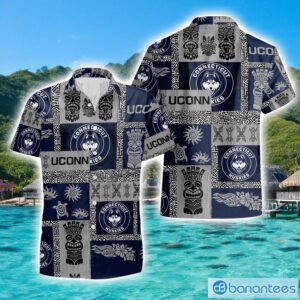 Connecticut Huskies Hawaiian Tiki Vintage Patterns Hawaiian Shirt Summer Gift Product Photo 1