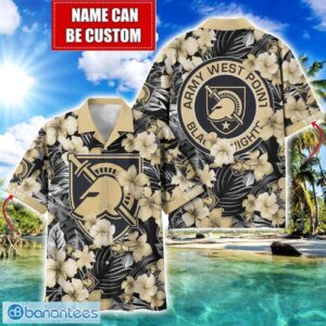 Army Black Knights Big Logo Custom Name Aloha Flower Hawaiian Shirt Trending Summer Product Photo 1