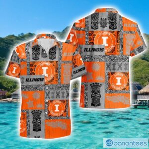 Illinois Fighting Illini Hawaiian Tiki Vintage Patterns Hawaiian Shirt Summer Gift Product Photo 1