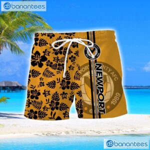 Newport County Turtle Flower Pattern Aloha Hawaiian Shirt And Shorts Beach Set For Men And Women Product Photo 2