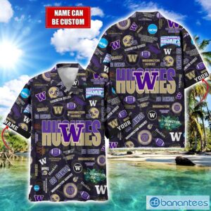 Washington Huskies Football Beach Shirts Logo Custom Name Hawaiian Shirt Product Photo 1