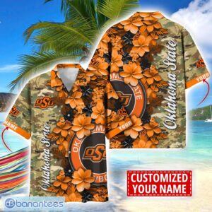 Oklahoma State Cowboys Custom Name Personalized Camo Flower Pattern Hawaiian Shirt Product Photo 1