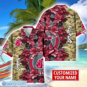 Washington State Cougars Custom Name Personalized Camo Flower Pattern Hawaiian Shirt Product Photo 1