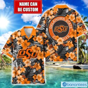 Oklahoma State Cowboys Big Logo Custom Name Aloha Flower Hawaiian Shirt Trending Summer Product Photo 1