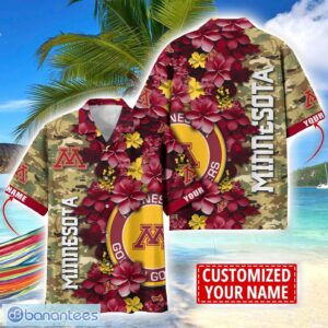 Minnesota Golden Gophers Custom Name Personalized Camo Flower Pattern Hawaiian Shirt Product Photo 1