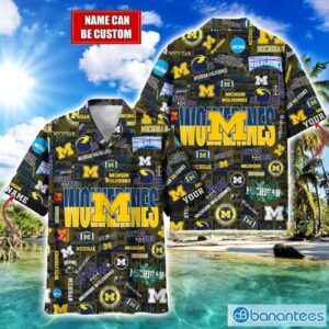 Michigan Wolverines Football Beach Shirts Logo Custom Name Hawaiian Shirt Product Photo 1