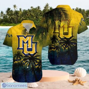 NCAA Marquette Golden Eagles Logo Design Coconut Tree Yellow Shirt Hawaiian Shirt Product Photo 1