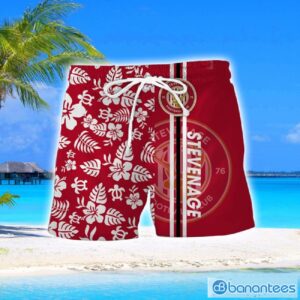 Stevenage Football Club Turtle Flower Pattern Aloha Hawaiian Shirt And Shorts Beach Set For Men And Women Product Photo 2