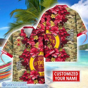 Iowa State Cyclones Custom Name Personalized Camo Flower Pattern Hawaiian Shirt Product Photo 1