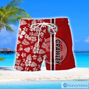Crawley Town Turtle Flower Pattern Aloha Hawaiian Shirt And Shorts Beach Set For Men And Women Product Photo 2