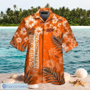 NCAA Oklahoma State Cowboys Logo Design Orange Flowers Shirt Hawaiian Shirt Product Photo 1