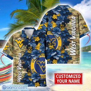 West Virginia Mountaineers Custom Name Personalized Camo Flower Pattern Hawaiian Shirt Product Photo 1