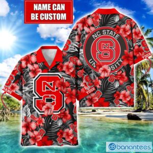 NC State Wolfpack Big Logo Custom Name Aloha Flower Hawaiian Shirt Trending Summer Product Photo 1