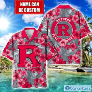 Rutgers Scarlet Knights Big Logo Custom Name Aloha Flower Hawaiian Shirt Trending Summer Product Photo 1