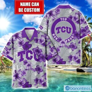 TCU Horned Frogs Big Logo Custom Name Aloha Flower Hawaiian Shirt Trending Summer Product Photo 1