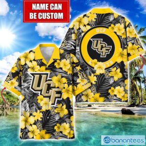 UCF Knights Big Logo Custom Name Aloha Flower Hawaiian Shirt Trending Summer Product Photo 1