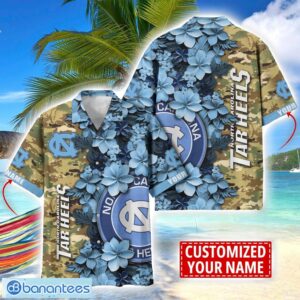 North Carolina Tar Heels Custom Name Personalized Camo Flower Pattern Hawaiian Shirt Product Photo 1