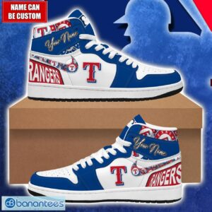 Texas Rangers MLB Air Jordan 1 Hightop Shoes For MLB Fans Custom Name Gift Sneakers Product Photo 1