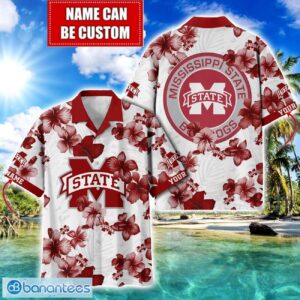Mississippi State Bulldogs Big Logo Custom Name Aloha Flower Hawaiian Shirt Trending Summer Product Photo 1