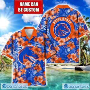 Boise State Broncos Big Logo Custom Name Aloha Flower Hawaiian Shirt Trending Summer Product Photo 1