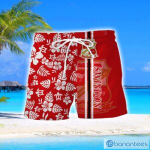 Swindon Town Turtle Flower Pattern Aloha Hawaiian Shirt And Shorts Beach Set For Men And Women Product Photo 2