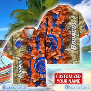Boise State Broncos Custom Name Personalized Camo Flower Pattern Hawaiian Shirt Product Photo 1