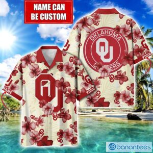 Oklahoma Sooners Big Logo Custom Name Aloha Flower Hawaiian Shirt Trending Summer Product Photo 1