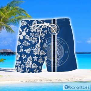 Stockport County F.C Turtle Flower Pattern Aloha Hawaiian Shirt And Shorts Beach Set For Men And Women Product Photo 2