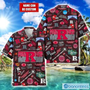 Rutgers Scarlet Knights Football Beach Shirts Logo Custom Name Hawaiian Shirt Product Photo 1