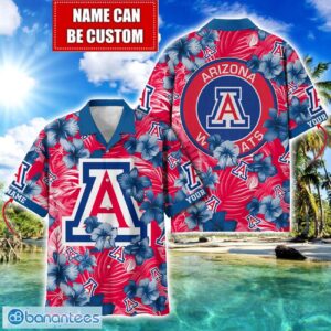 Arizona Wildcats Big Logo Custom Name Aloha Flower Hawaiian Shirt Trending Summer Product Photo 1