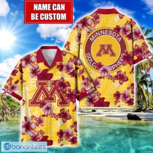 Minnesota Golden Gophers Big Logo Custom Name Aloha Flower Hawaiian Shirt Trending Summer Product Photo 1