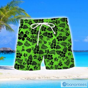 Forest Green Rovers Turtle Flower Pattern Aloha Hawaiian Shirt And Shorts Beach Set For Men And Women Product Photo 2