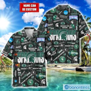 Michigan State Spartans Football Beach Shirts Logo Custom Name Hawaiian Shirt Product Photo 1
