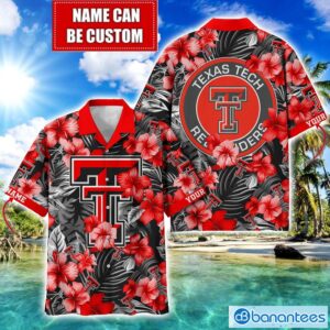 Texas Tech Red Raiders Big Logo Custom Name Aloha Flower Hawaiian Shirt Trending Summer Product Photo 1