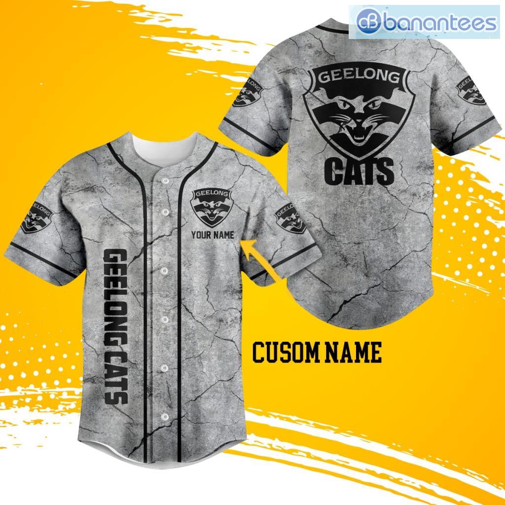 afl geelong cats 3d broken pattern baseball jersey shirt for big fans image Afl Geelong Cats 3D Broken Pattern Baseball Jersey Shirt For Big Fans Product Photo 1